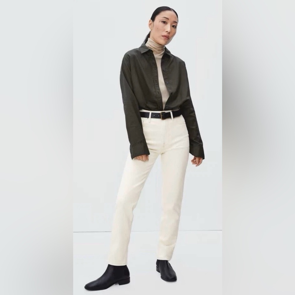 Everlane The Cheeky Jean High Waist Straight Leg in Ecru